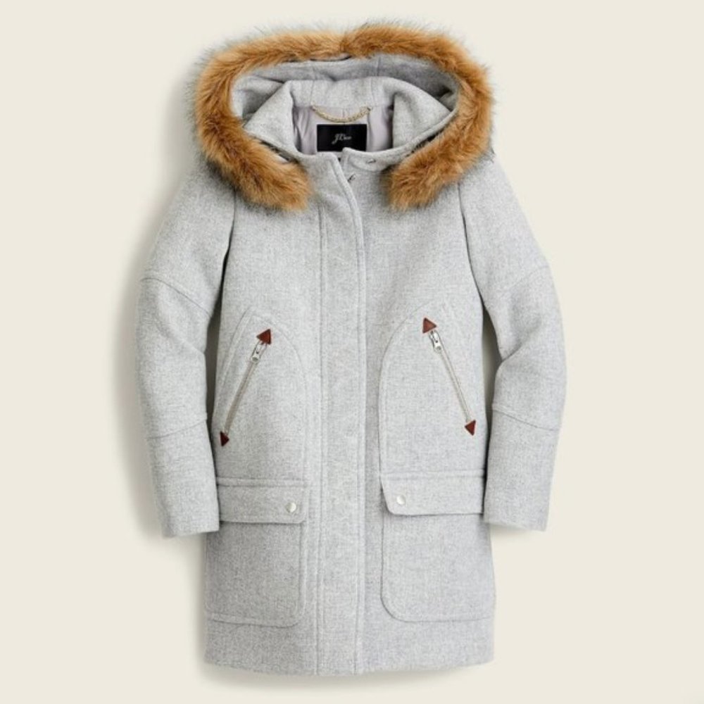 NWT J.Crew Chateau Parka in Italian Stadium-cloth Wool